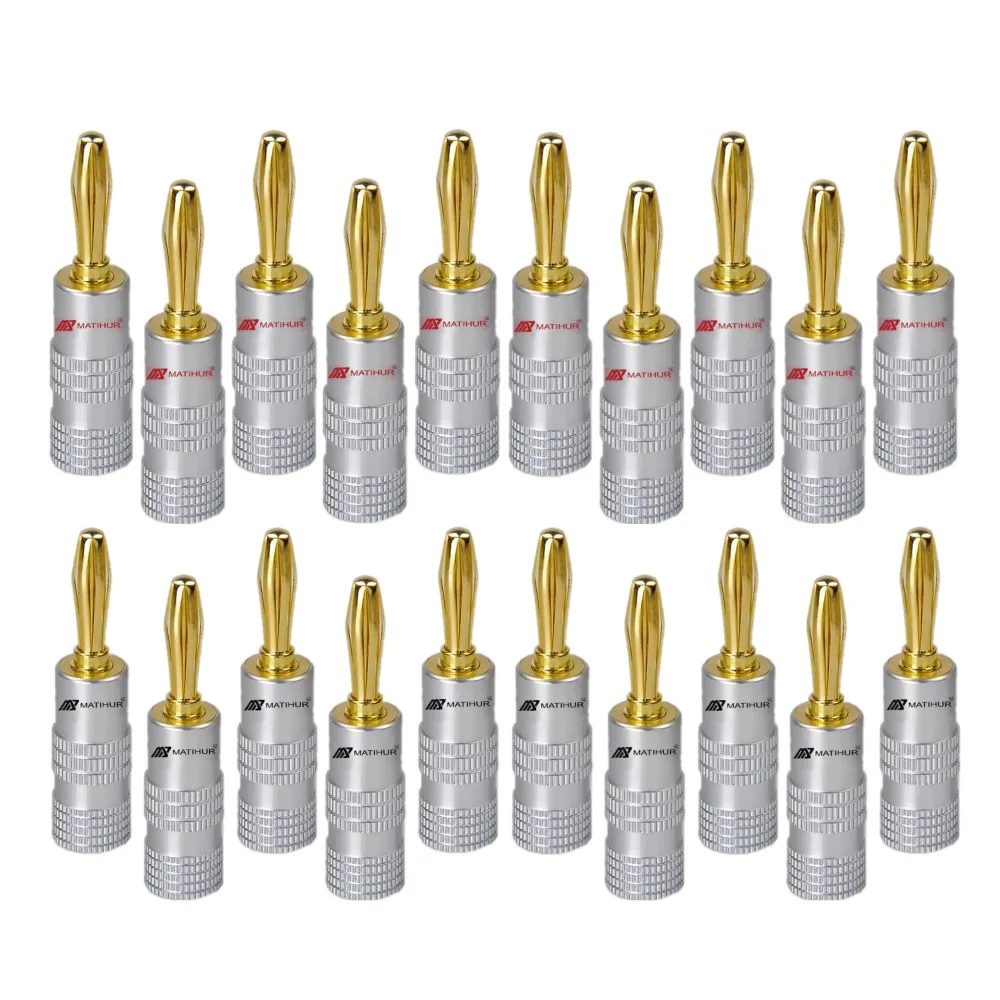 MATIHUR banana plugs 24K Gold-plated 4MM Banana Connector with Screw Lock For Audio Jack Speaker Plugs 20 pcs