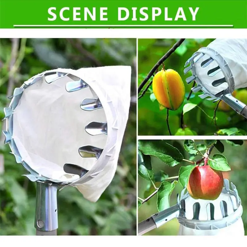 Fruit Picker With Telescopic Pole Metal Fruit Picker Orchard Gardening Apple Peach Picking Tools Garden Fruit Catcher Collection