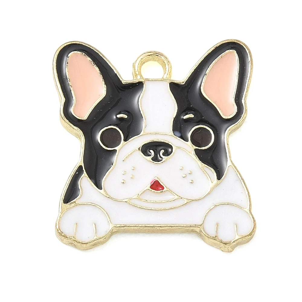 60pcs Enamel French Bulldog Dog Charms Alloy Pet Puppy Pendants for DIY Jewelry Making Necklace Bracelet Handmade Craft Supplies