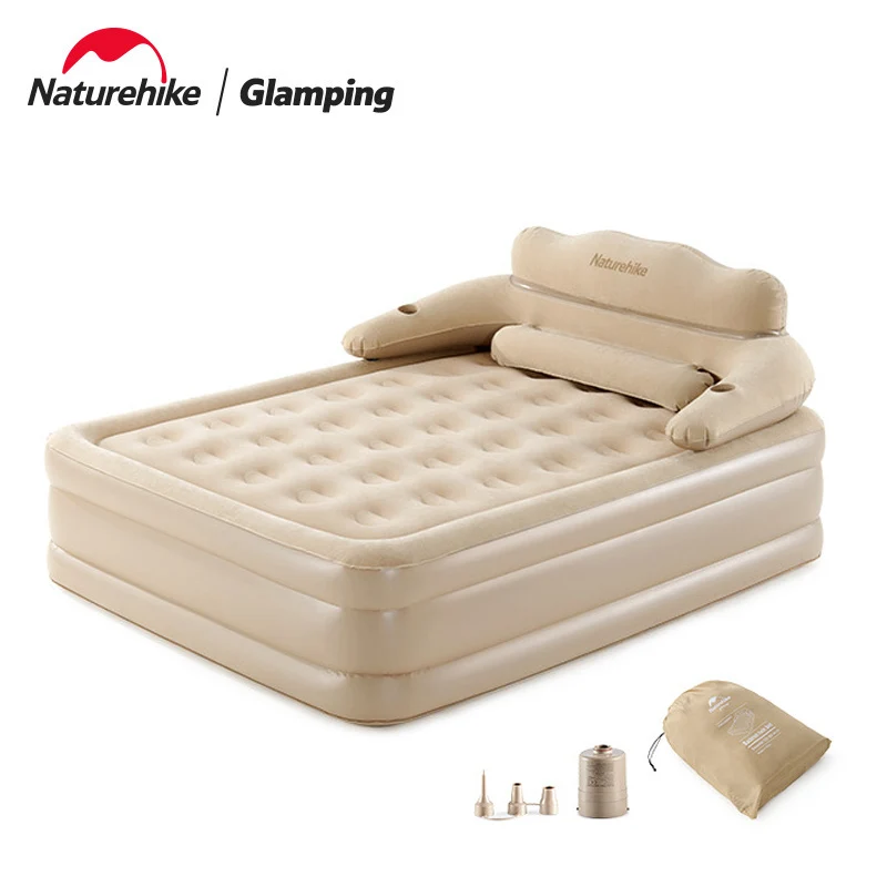 

Naturehike Inflatable Bed with Backrest Camping Mattress 46cm TPU Heightening Air Cushion with Electric Air Pump Camping Hiking