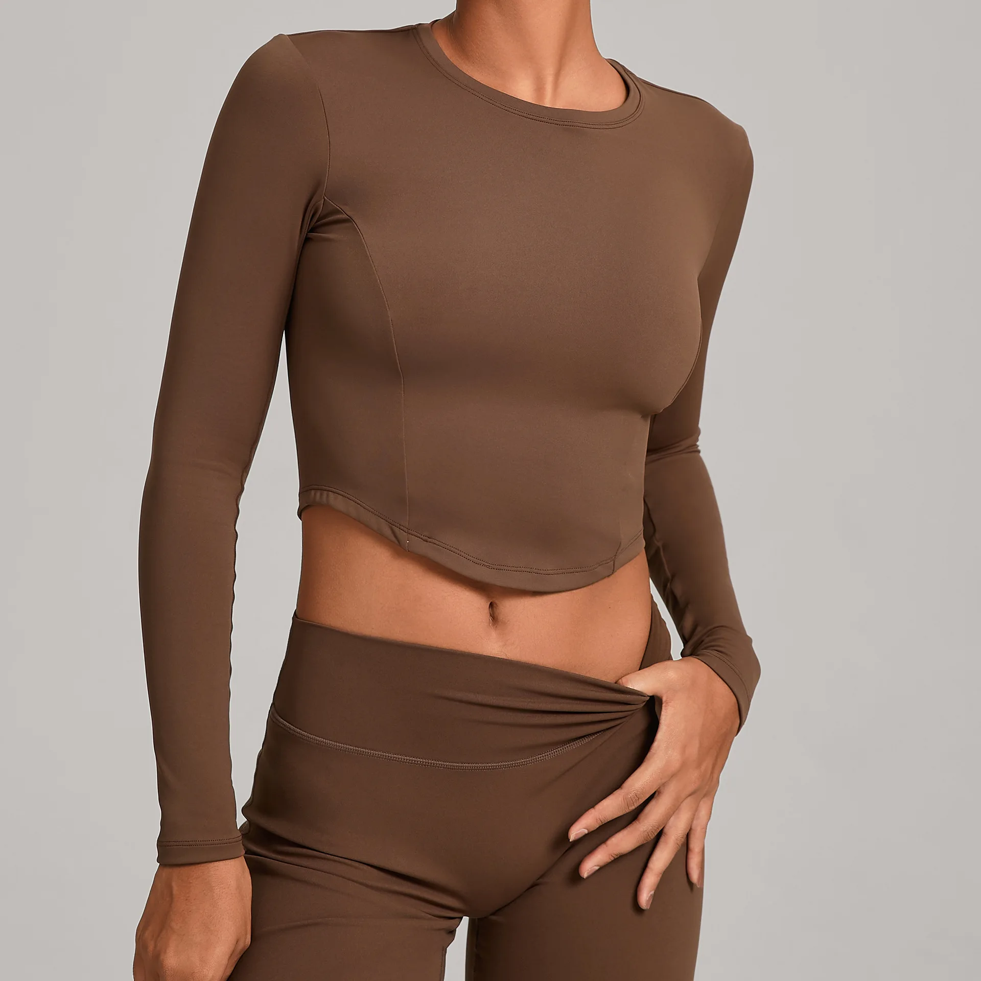 VEQKING كامل الأكمام النساء اليوغا قمصان الشتاء الدافئة الرياضة المحاصيل القمم مطاطا سليم صالح رياضة سترة بيلاتيس سريعة الجافة لينة ملابس نشطة #5