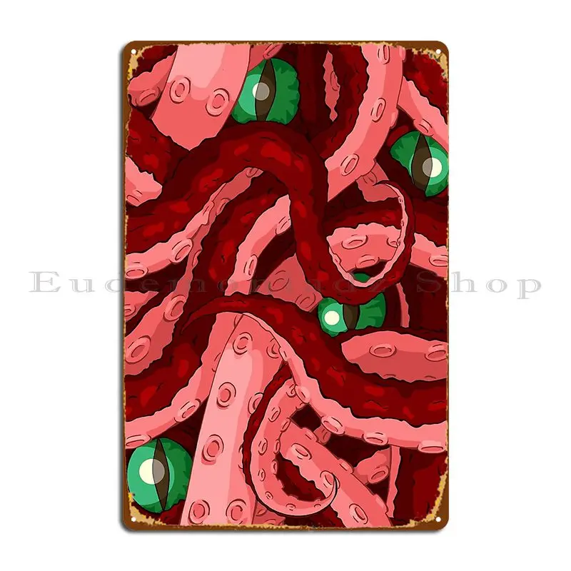 Red Tentacles Metal Sign Retro Wall Decor Pub Printing Printing Tin Sign Poster