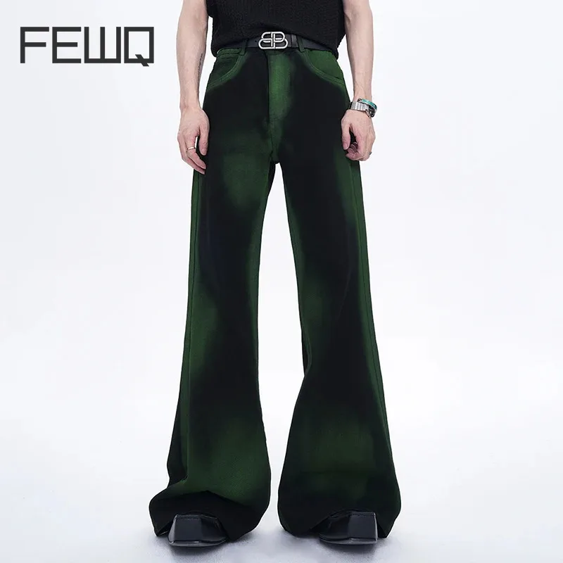 

FEWQ High Street Men's Jeans Summer New Niche Design American Retro Style Gradient Color Trousers Looes Fashion Trend 24Y117