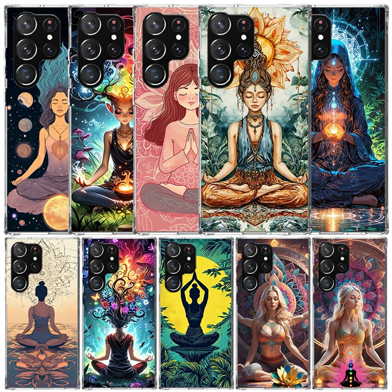 Meditation Yoga Girl Soft Cover for Samsung Galaxy S25 Edge S26 S24 S23 Ultra Phone Case S22 S21 Plus S20 FE Print Pattern Shell