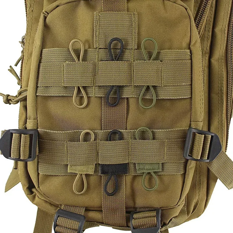 10pcs MOLLE Elastic Nylon Webbing Ribbon with Buckle for Outdoor Hiking Hunting PTT Antenna Stick Pipe Binding Retainer Vest