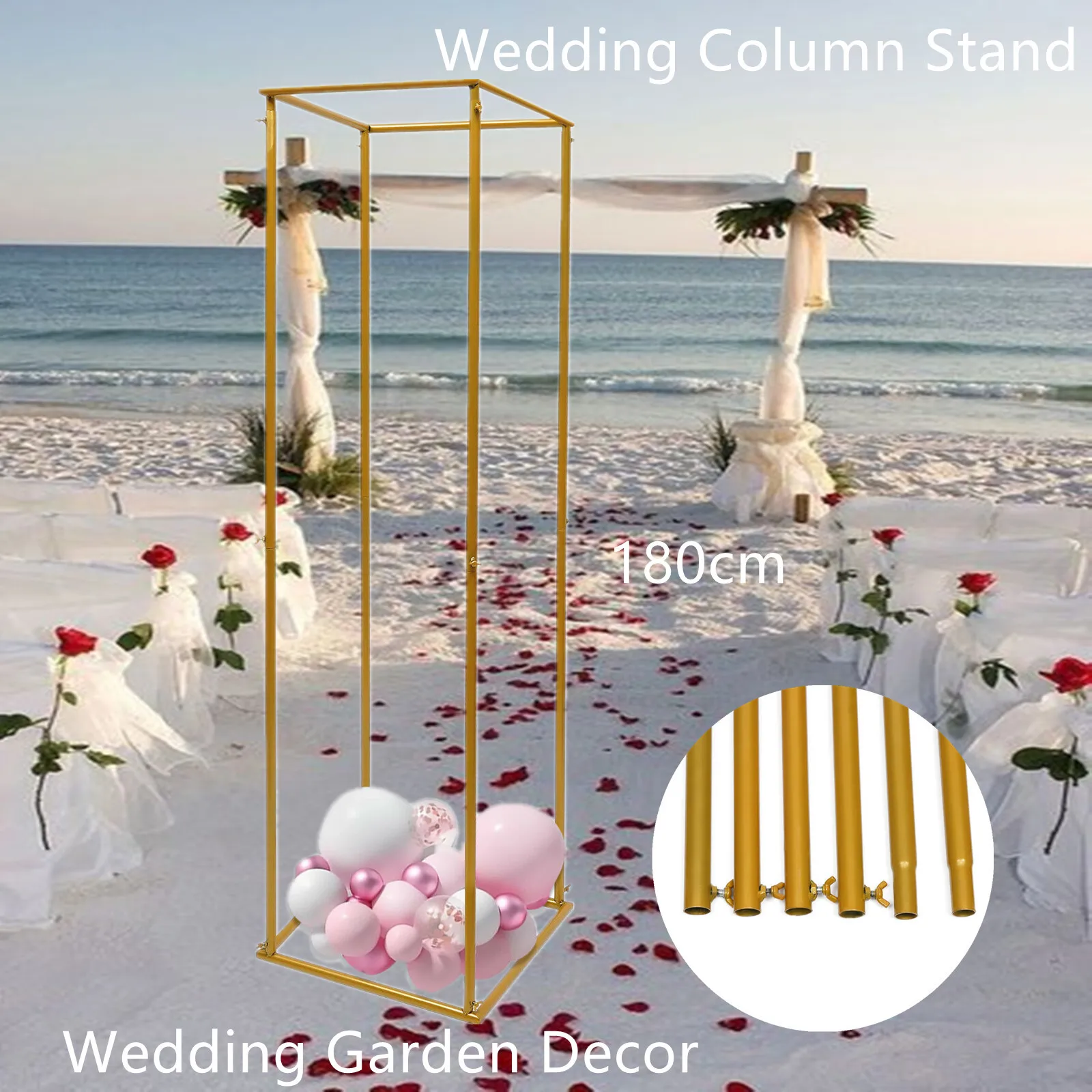 

1.8M Metal Flower Stand Plinth Pedestal Wedding Centerpieces Floral Display Gold Flower Balloon Frame