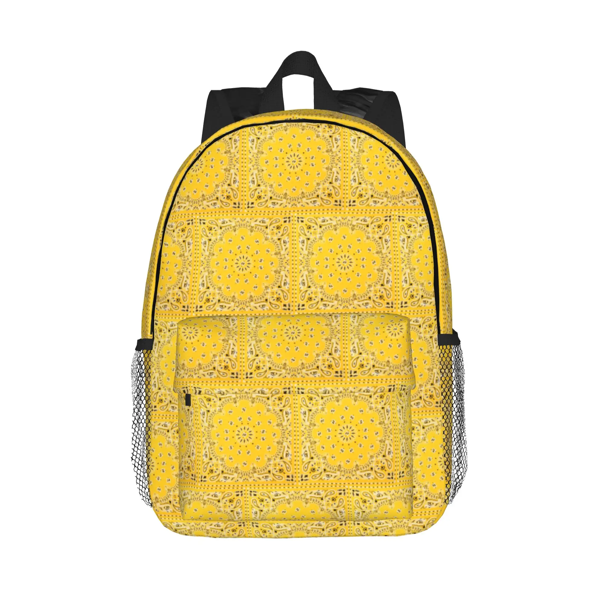 Yellow Paisley Print Backpack Hot Sale Daypack Large Capacity Boys Girls BookBag Shoulder Bags for Men Women School Bag