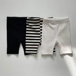 Pantaloncini solidi per bambini nuovi estivi Leggings per ragazze in cotone Pantaloni elasticizzati per bambini a righe Pantaloncini per neonati Vestiti per bambini