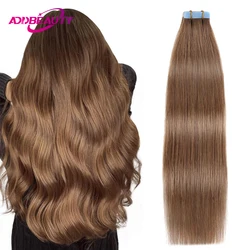 Addbeauty-extensiones de cabello humano 100%, cinta lisa sin costuras, 20 piezas, Invisible
