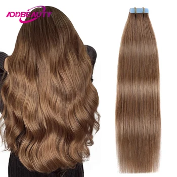 Taśma do przedłużania włosów Ludzkie włosy Addbeauty Prosta, bezszwowa taśma do przedłużania włosów 100% ludzkich włosów 20 szt. Niewidoczna taśma do włosów