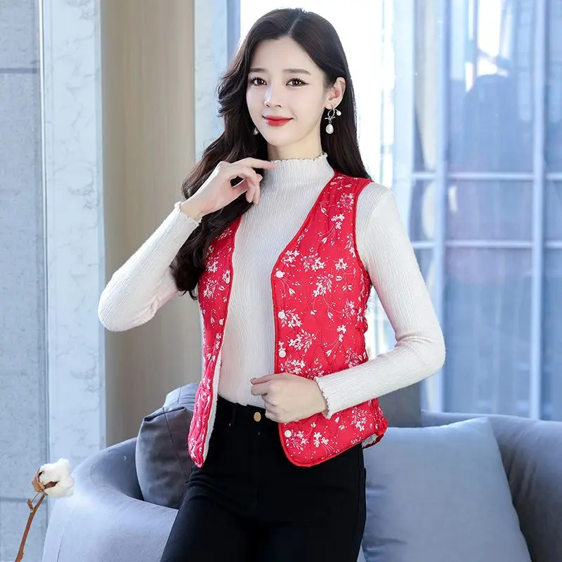 Warmth Down Vest with Floral Design Autumn Winter 2025 Thickened Cape Slim Fit Multi Functional​