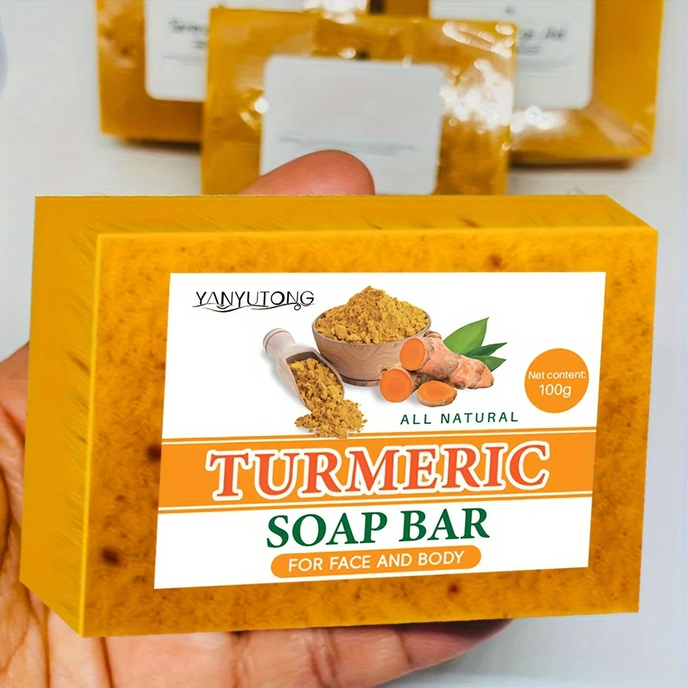 

100g Turmeric Hand Made Soap, Lemon Kojic Acid Soap, Shower and Facial Soap body care 1/3/5pcs