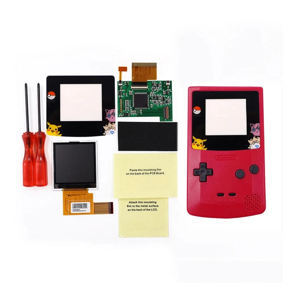

HISPEEDIDO 5 Levels Brightness GBC Console Screen LCD Kits Shell case buttons for Game boy Color Backlight LCD Screen