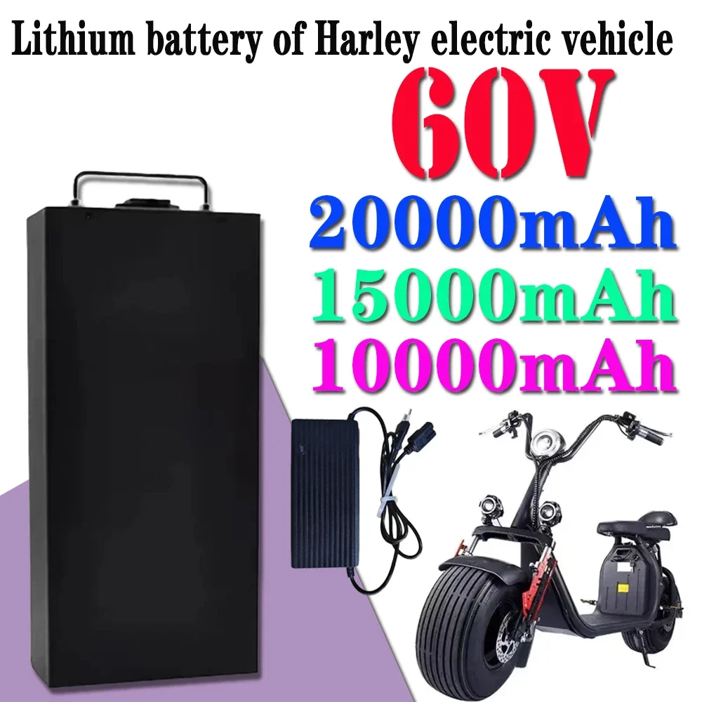 2024 for Harley Electric Vehicle Lithium Battery 18650 Battery 60V 20Ah Two wheeled Foldable Citycoco Electric Scooter+Charger