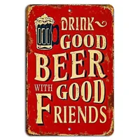 Rustic Brewing Companions: A Country Sign for Drinking Fine Brews with Friends —— An Ideal Choice for Bar Decoration
