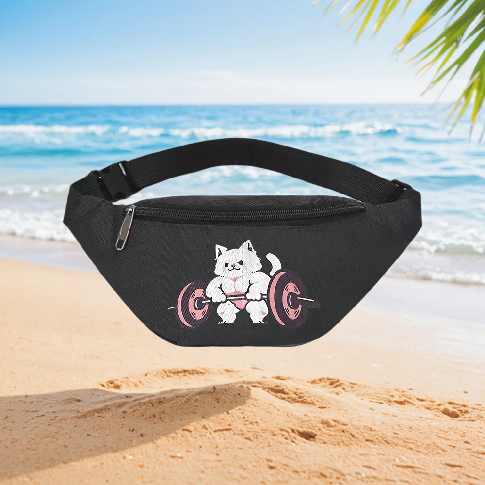 

Strong Cat Weightlifting Gym Fitness Design Waist Backpack Crossbody Chest Bag Street Casual Sporty Fashionable Simple Unique Pr