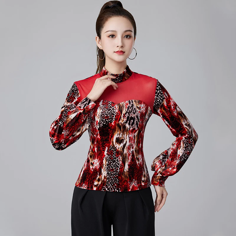 

Adults Waltz Modern Dancing Top Women'S Long Sleeves Latin Dance Tops Female Samba Tango Ballroom Dance Practice Wear DW10329