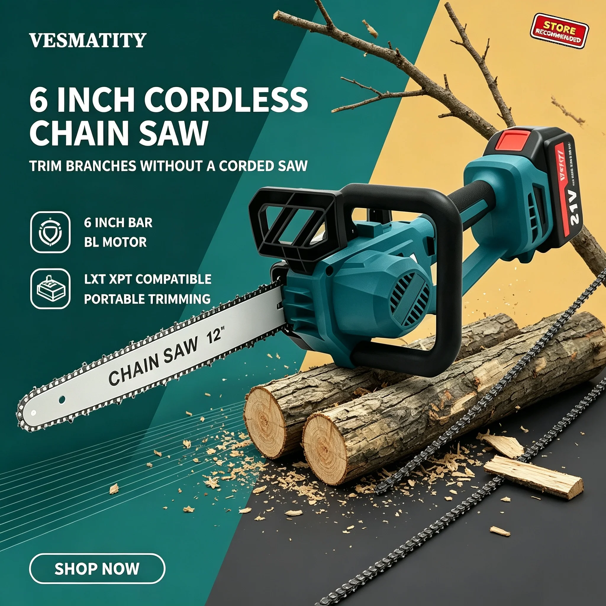Electric Chainsaw Battery - Woodworking 12 Inch Brushless Chainsaw 6600W