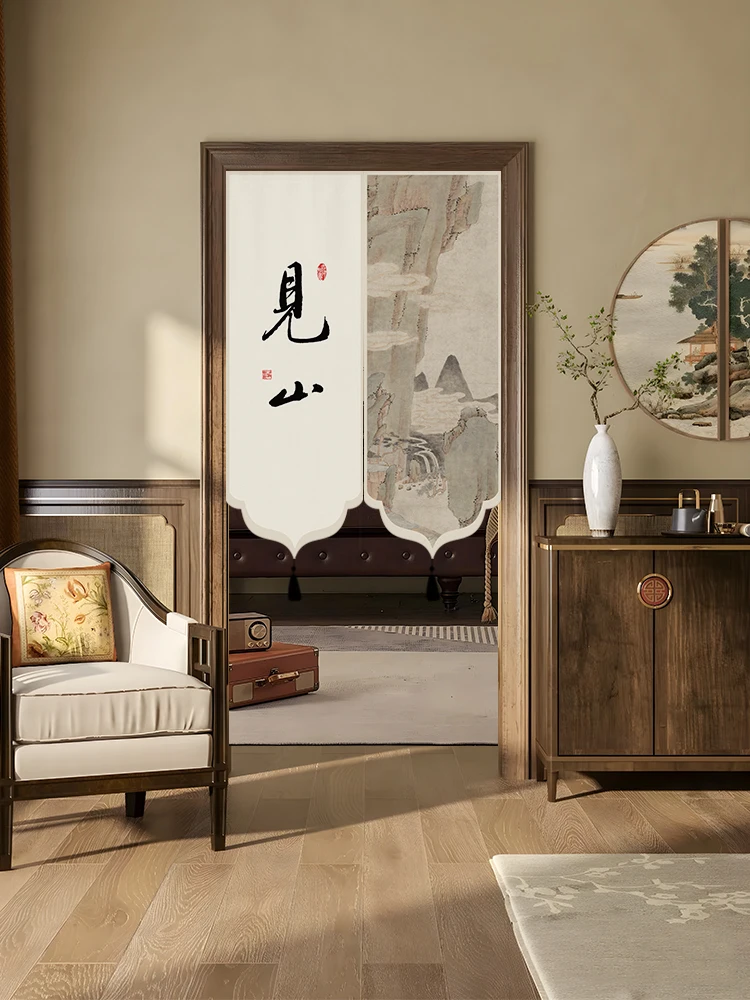 ستارة باب بنمط صيني تقليدي، حاجز للخصوصية من القطن والكتان، ستارة نصفية للمطبخ والحمام، للاستخدام المنزلي في غرفة النوم