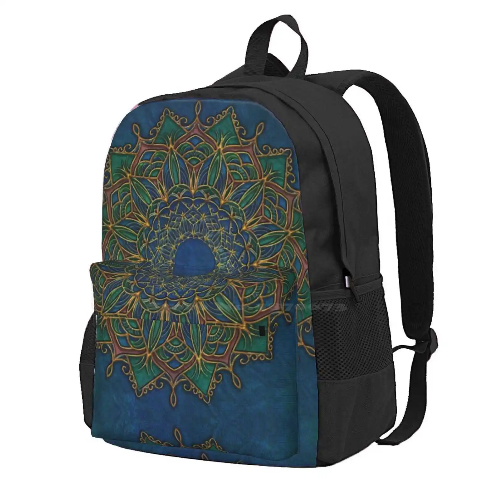 

Light On Earth Hot Sale Schoolbag Backpack Fashion Bags Mandala Sacred Geometry Abstract Art Therapy Jung Ornamental Hagalart