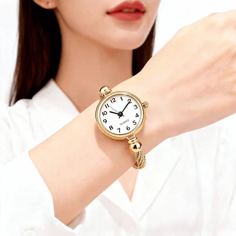 Luxury Women's Watches Retro Small Gold Bracelet Watches Elegant Ladies Quartz Wristwatch Female  Thin Chain Clock reloj mujer