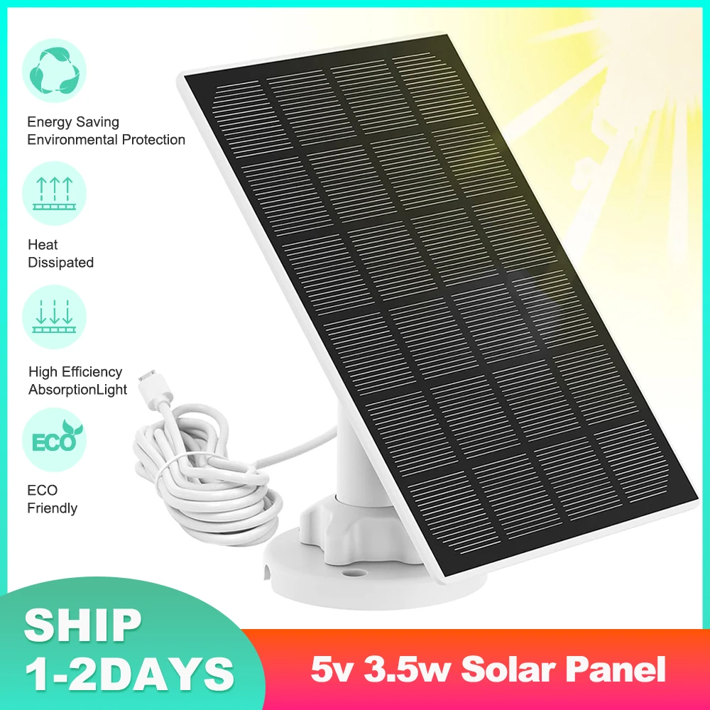 

5v 3W IP65 Waterproof Outdoor Solar Panel 3M(10FT) Cable Length with Micro USB Port for Rechargeable Security Camera Power Bank