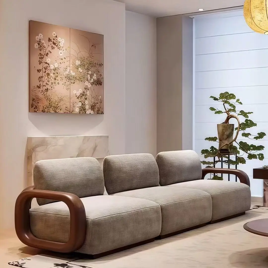New Chinese style, North American black walnut, sofa combination, modern light luxury, living room solid wood furniture