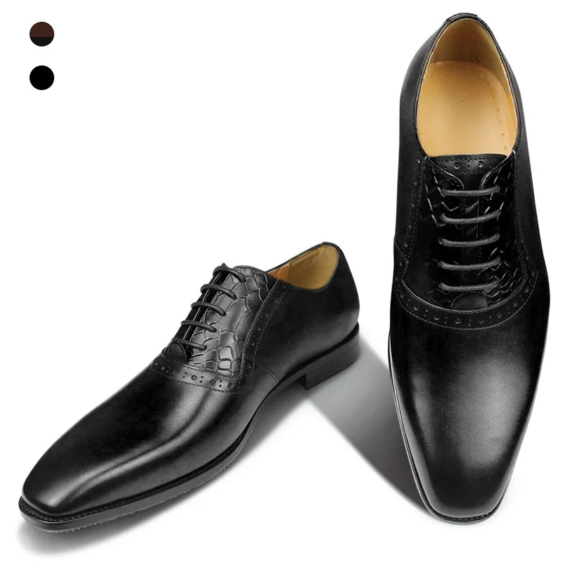 

Men's Dress Shoes Oxfords Formal Brogue Leather Lace Up To Pair With Suit Or Jean sapato social masculino Wedding Luxury Summer