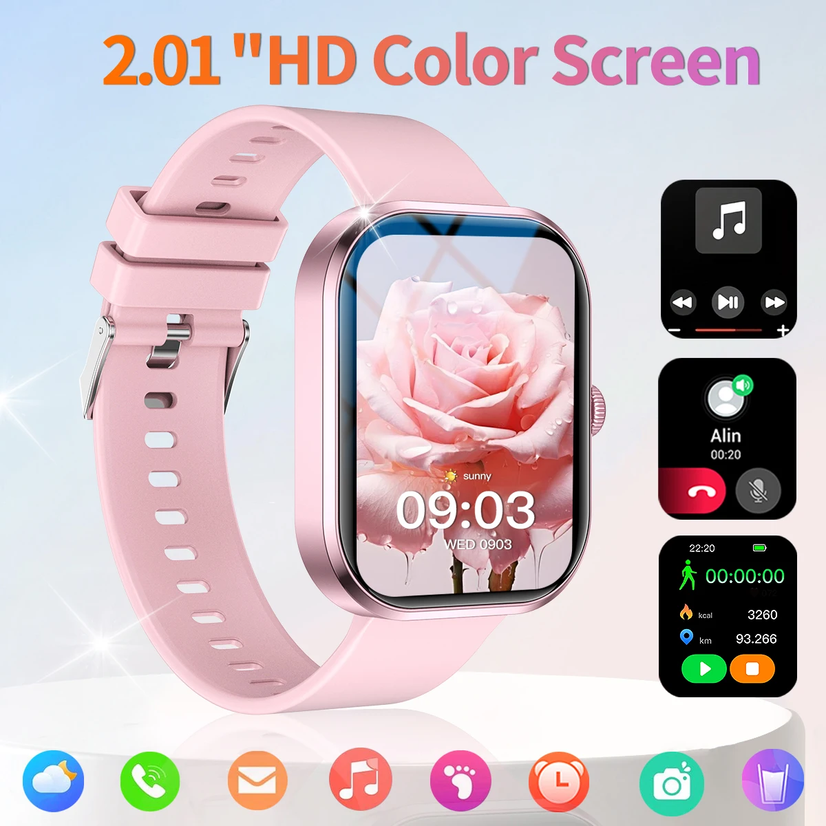 Smart Watch Men Women Multifunctional Smartwatch Bluetooth Connected Phone Music Fitness Sports Bracelet Sleep Monitor Lady