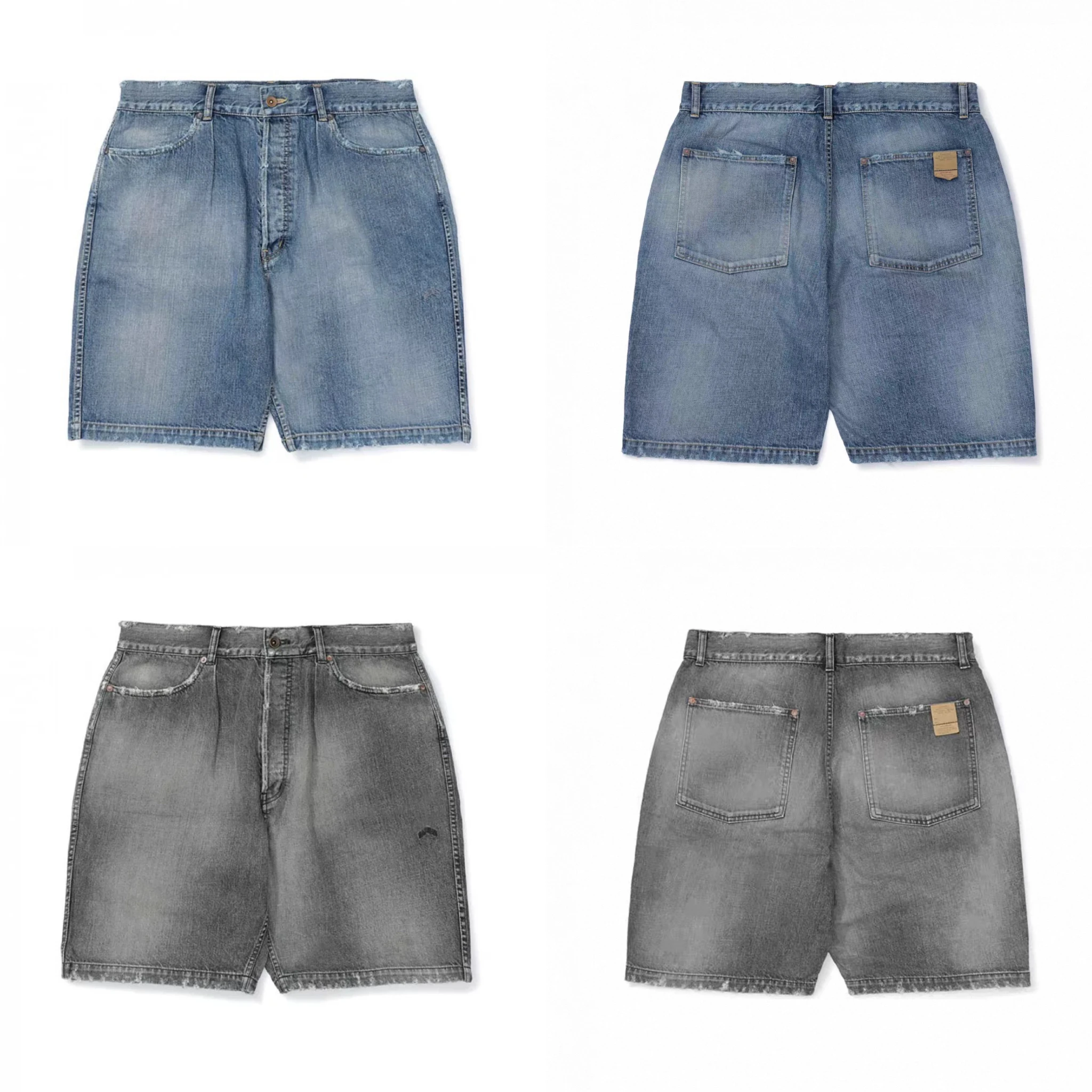 

Washed Vintage Men's Short Jeans Shorts Casual Summer Youth Style Straight Leg Fit Durable Thin Denim Fabric Non-Stretch