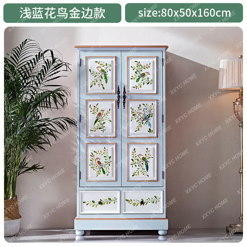 

Домашний компактный шкаф для спальни с двойными дверцами и выдвижными ящиками, для хранения детских вещей, для балкона, прихожей