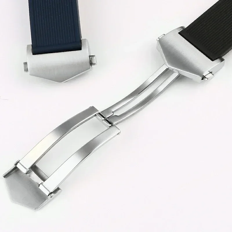 태그호이어 다이빙 시계 워터 고스트 Way101/201용 시계 밴드 실리콘 고무 곡선 엔드 블루/블랙 시계 스트랩 액세서리 22mm