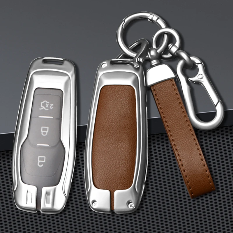 

Metal Leather Car Key Case Cover Shell For Ford Focus 3 4 ST Mondeo 5 MK5 Mustang F-150 Explorer Edge Fiesta Kuga Accessories