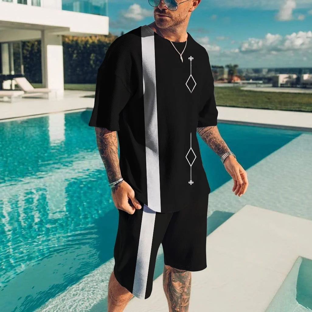 Summer New Fashion 2 Piece 3D Printed T-Shirt Shorts Loose Sportswear Breathable Men's Jogging Sports Suit Casual Male Set