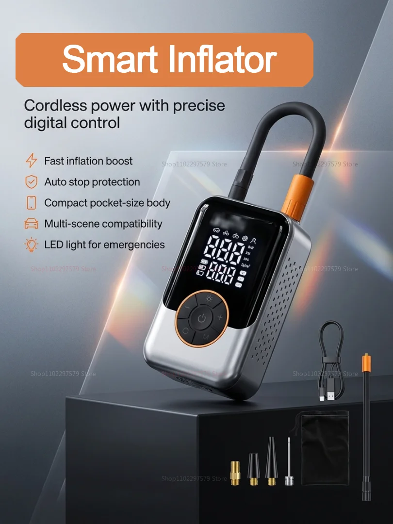 AliExpress LISM Portable Air Pump Wireless Car Tire Inflator Electric Air Compressor LCD Display Air Injector for Bike Car Motorcycle Tyre Ball