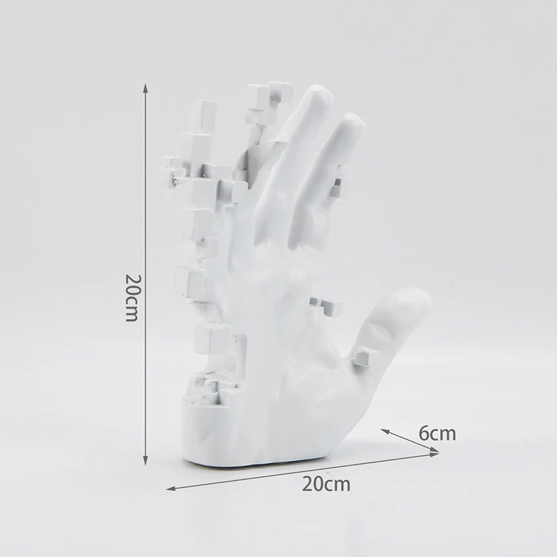 20cm Modern Decoration Mosaic Sculpture Hand Model Resin Abstract Figurine Home Desktop Decor Fashion Study Office Statue