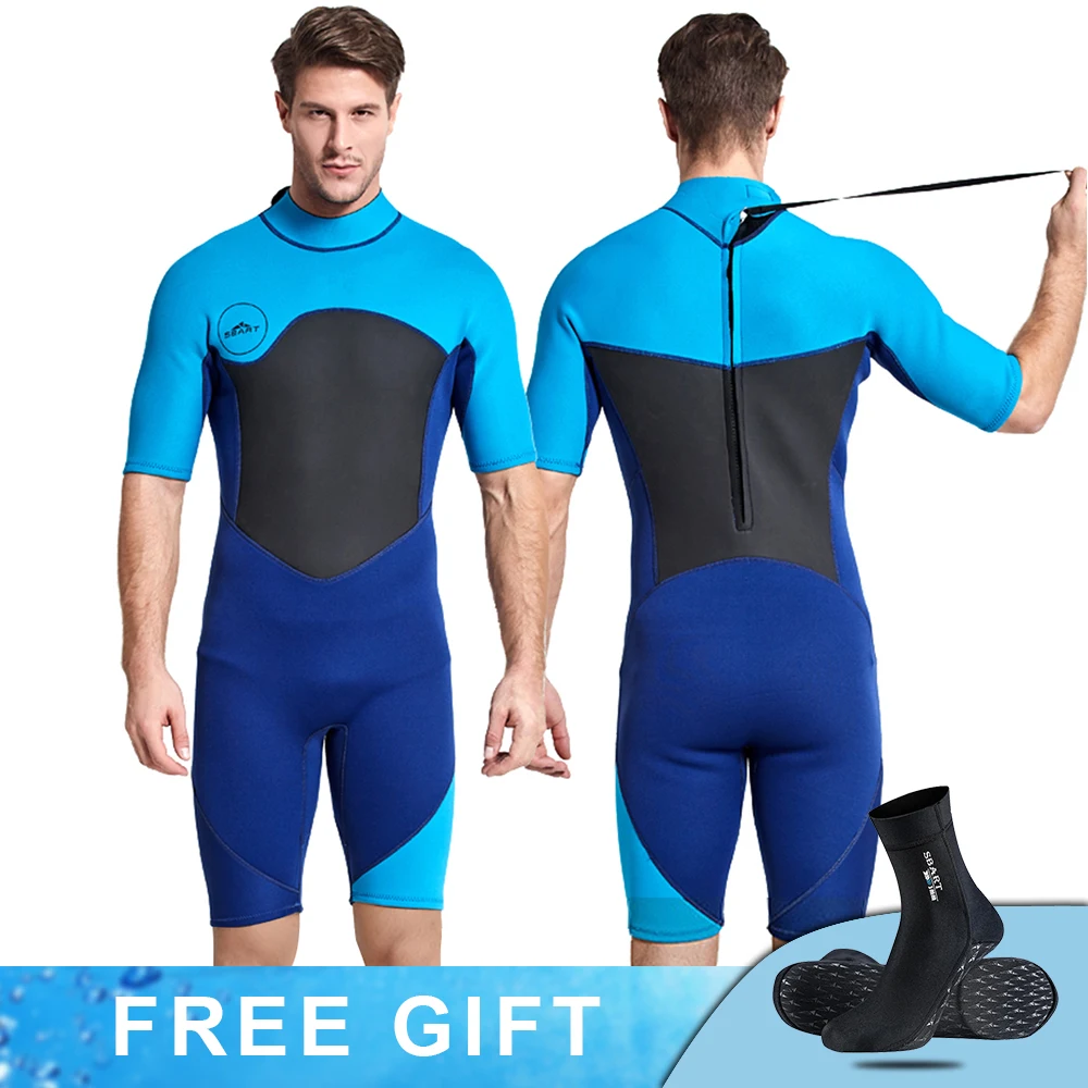 

2MM Neopreno Men Wetsuit One-Piece Swimsuits Short Sleeve Rash Guards Snorkeling Kayaking Surfing Clothes Diving Quick Dry