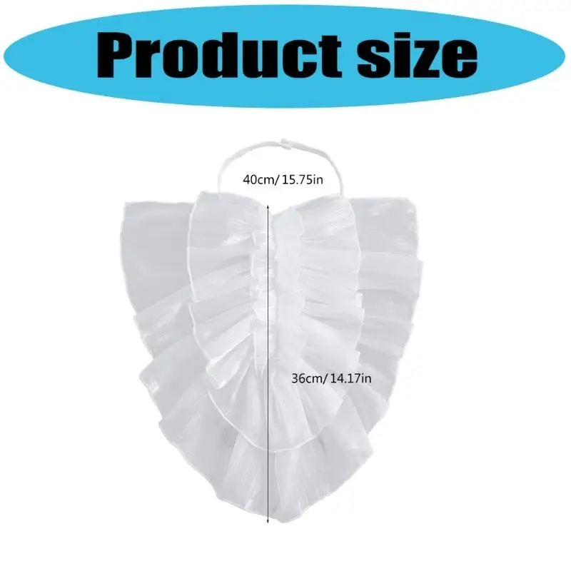 652F 2PCS Colonial Detachable Collar Elegant Ruffled Drape Design Comfortable Faux Collar for Women Daily and Cosplay Event