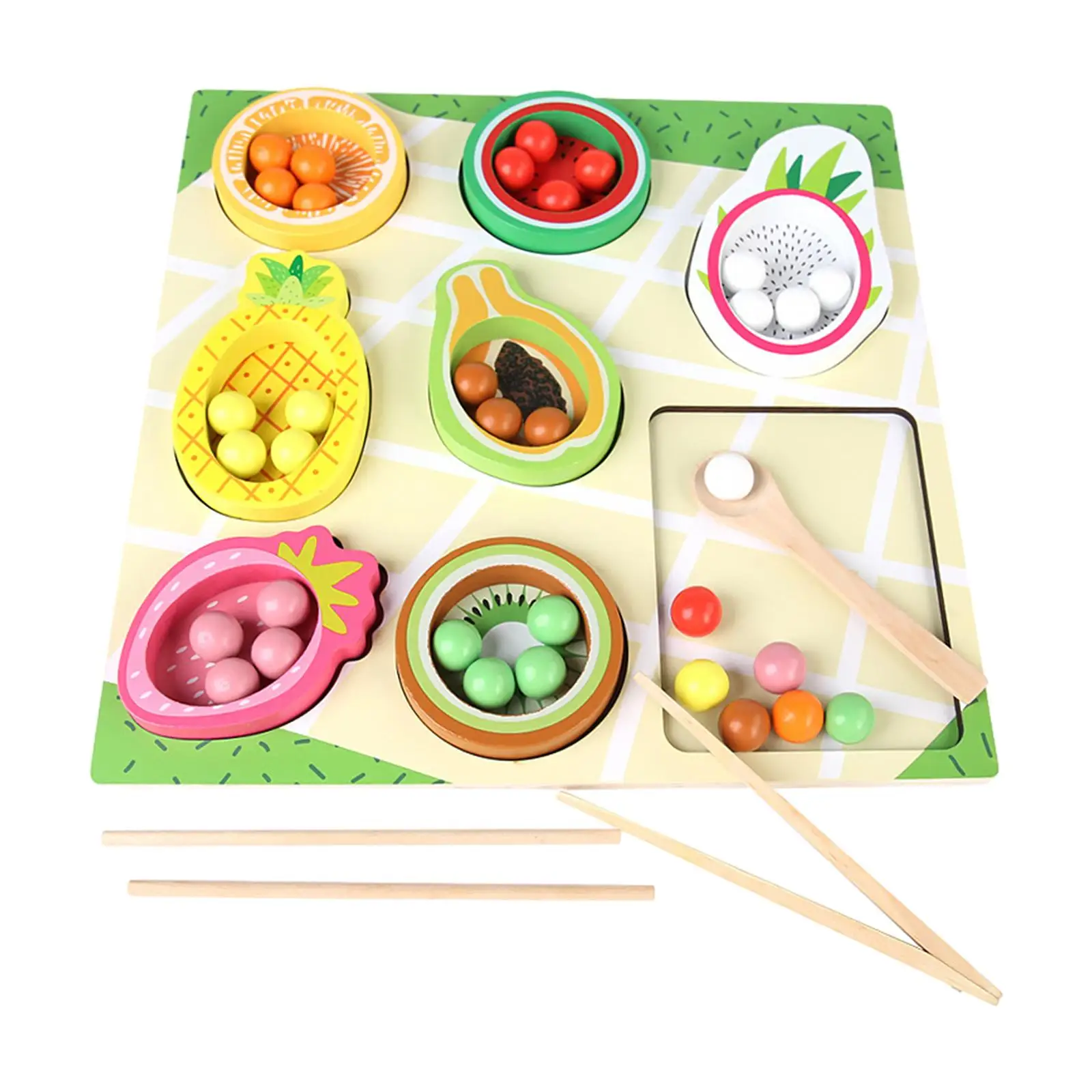 Montessori Color Classification Wooden Peg Board Game Color Matching Toy Fruit