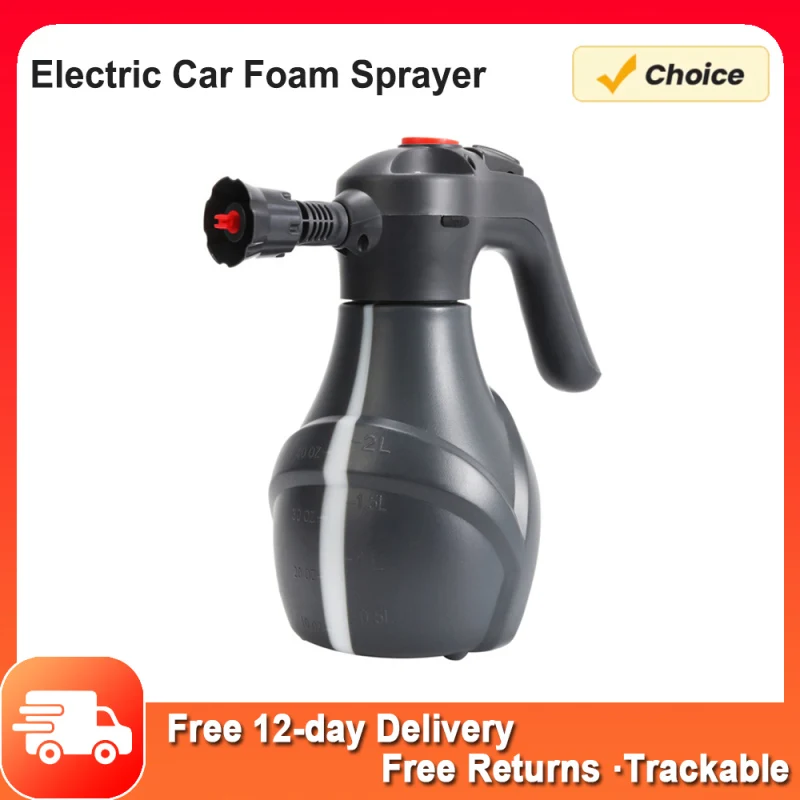 Electric Car Foam Sprayer 2L Car Detailing Foam Sprayer 3000mAh Battery Transparent and Visible Capacity Scale for Home Cleaning