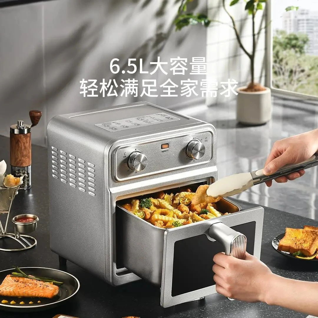 0 coating up and down heating air fryer 6.5L double knob timing temperature control, visual 220V