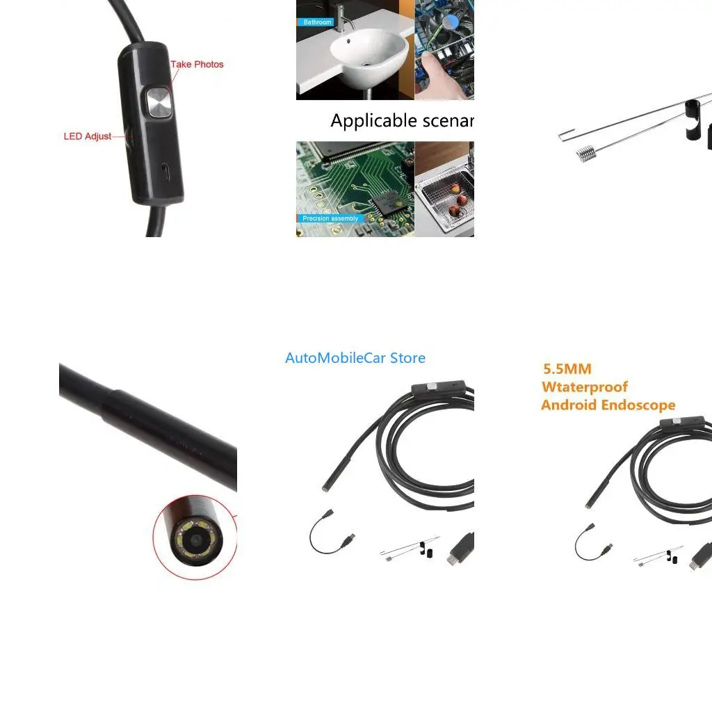 G8TE Endoscope Camera with 6 LED Light,Borescope Inspection Camera Waterproof Snake Camera for Cellphone