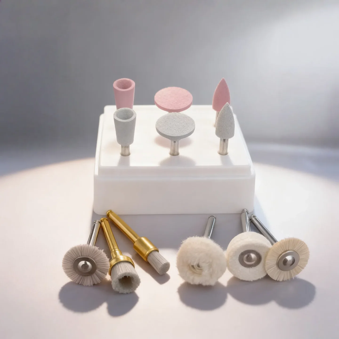 Kit Ra per lucidatura composita da 12 pezzi, utensili a bassa velocità, spazzola per lucidatura con testa di molatura in silicone con diametro gambo da 2,35 mm, testa di molatura per lucidatura manuale a bassa velocità in lega di resina ceramica