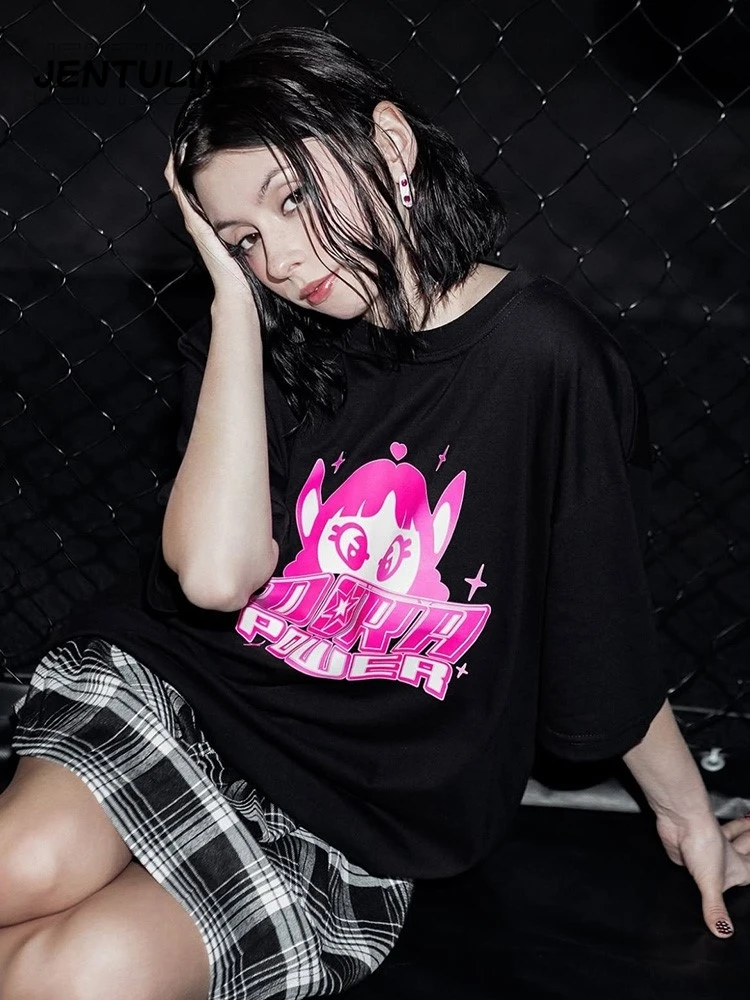 Hip Hop Pop Rock Cartoon Women Oversized T-Shirt Y2K Clothing Street Harajuku Aesthetic Man Fashion Short Sleeve Emo Girl Tees
