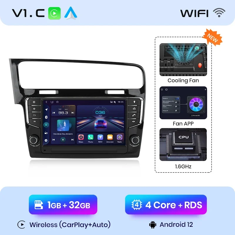 Junsun 9 inch Draadloze CarPlay Android Auto Radio voor Volkswagen VW Golf 7 2013-2017 Auto Multimedia GPS autoradio