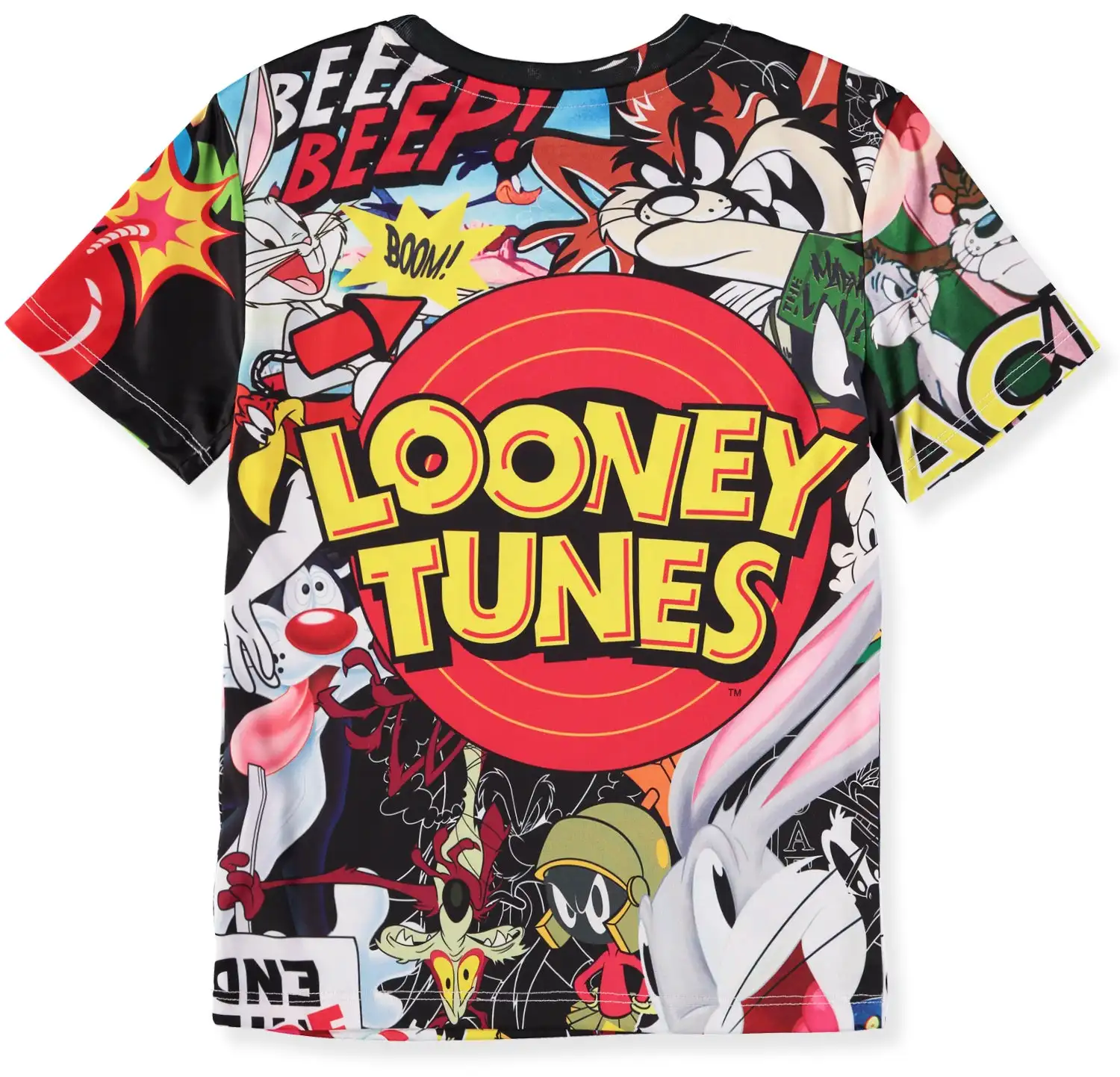Looney Tunes Full Characters All Over Print Kids T Shirt Bugs Bunny Tasmanian Devil Comic Slogan Cartoon Short Sleeve Tee - view 2