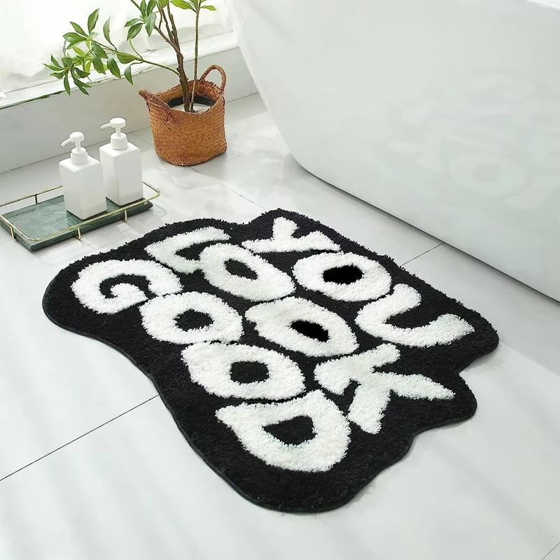 

Inyahome Большой 62x80 см You Look Good черный белый коврики для ванной мягкие напольные комнатные коврики из микрофибры стеганый коврик коврики для ванной