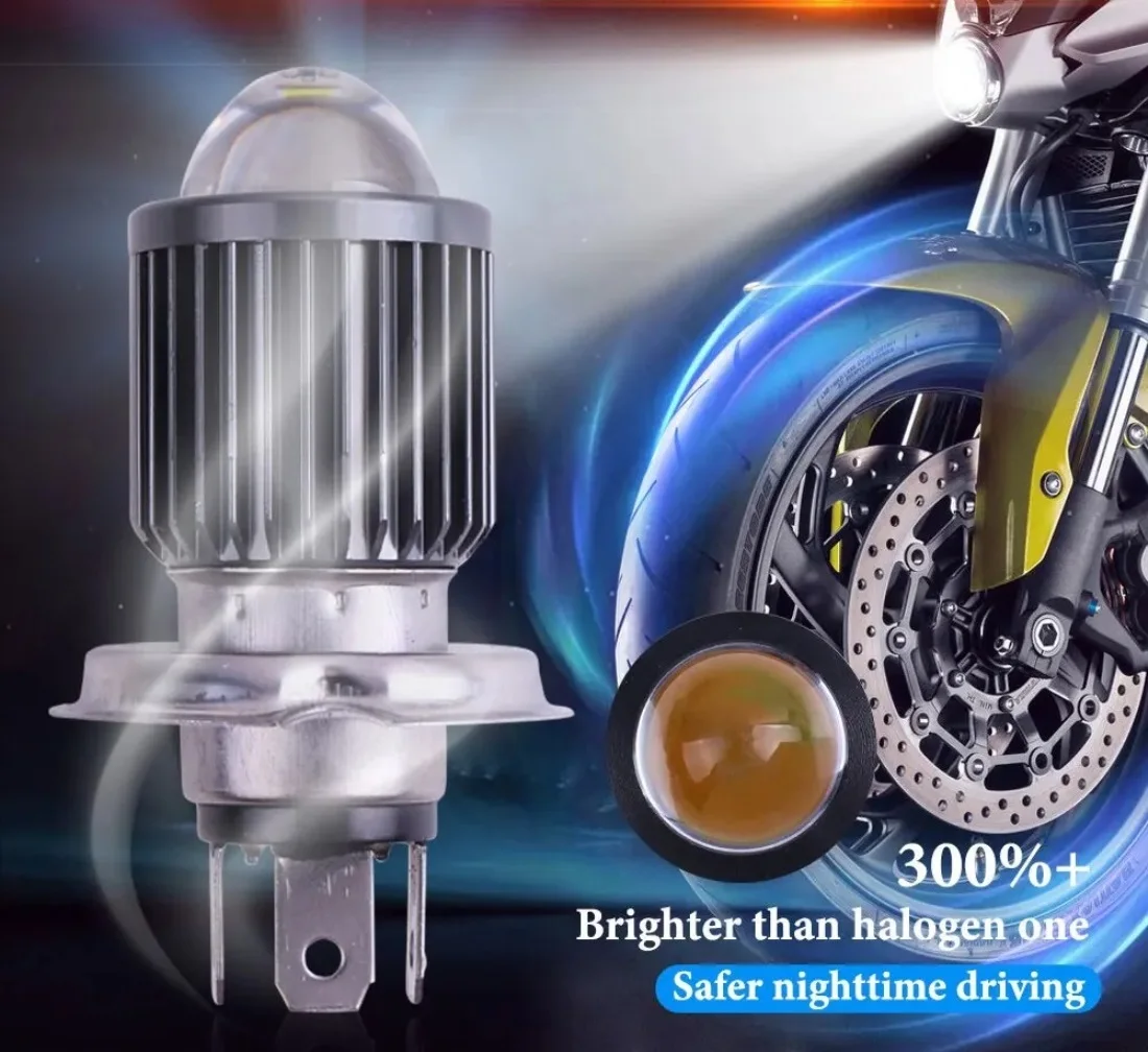 1pcs H4 BA20D Motorcycle Headlight Moto Led Bulbs CSP Chip Hi Lo Lens H4 Lamp Fog Lights Scooter Moto Accessories Headlamp 12V image 5