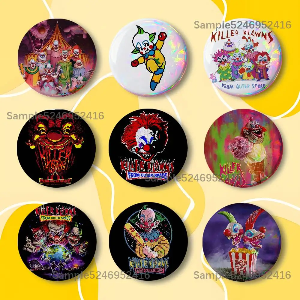 K-Killer Klowns From Outer Space 25/32/44/58/75mm Round Creative Tinplate Figure Icon Badge Handmade Brooch Backpack Decoration