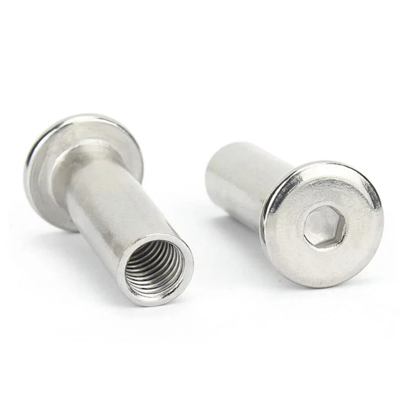 Lot M6x12/15/17/22mm Iron Nickel Plated Rivet Hex Socket Head Insert Nut Screw Post Furniture Fittings Fastener Stainless Steel